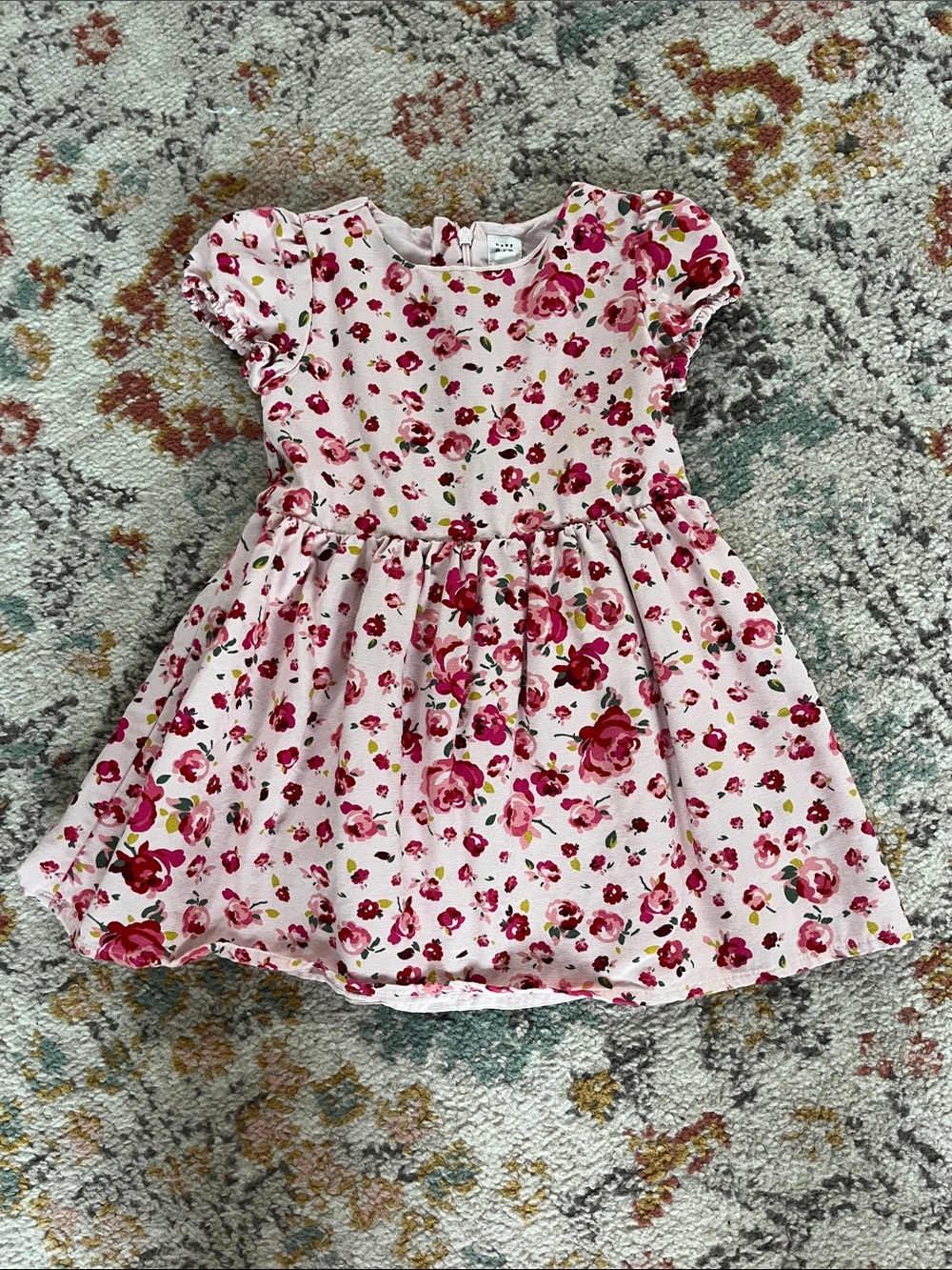 Baby GAP Pink Floral Puff-Sleeve Dress
